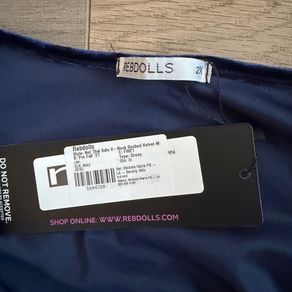 Rebdolls Midnight Blue Velvet Long Sleeve Dress - Picture 5 of 5